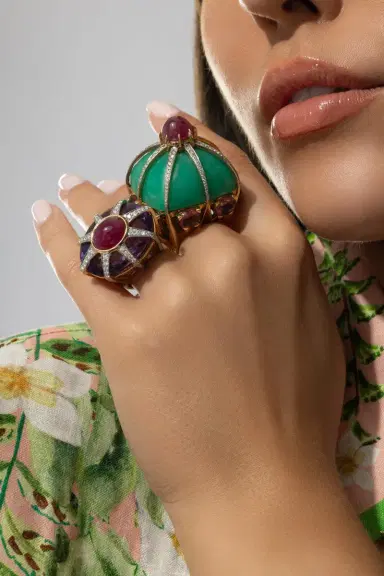TONY DUQUETTE Chrysoprase Ruby Tourmaline Ring | Thumbnail 4 TONY DUQUETTE Chrysoprase Ruby Tourmaline Ring | Thumbnail 4