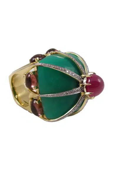 TONY DUQUETTE Chrysoprase Ruby Tourmaline Ring | Thumbnail 1 TONY DUQUETTE Chrysoprase Ruby Tourmaline Ring | Thumbnail 1