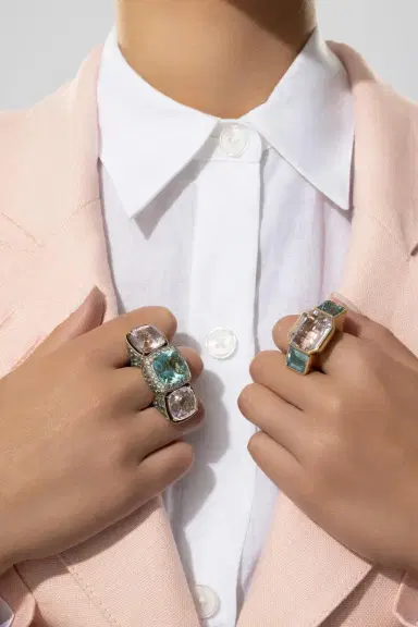 TONY DUQUETTE Kunzite Aquamarine Garnet Ring | Thumbnail 3