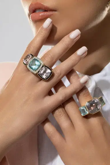 TONY DUQUETTE Kunzite Aquamarine Garnet Ring | Thumbnail 4