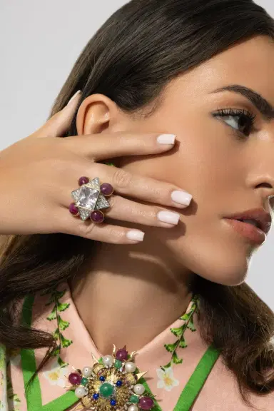 TONY DUQUETTE Ruby Kunzite Diamond Ring | Thumbnail 4