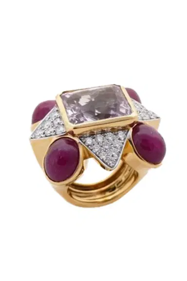 TONY DUQUETTE Ruby Kunzite Diamond Ring | Thumbnail 1