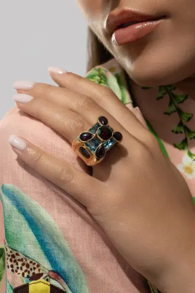 TONY DUQUETTE Topaz Garnet Diamond Ring | Thumbnail 2