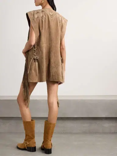 Isabel Marant Dalila Fringed Appliquéd Whipstitched Embroidered Suede Vest | Thumbnail 3 Isabel Marant Dalila Fringed Appliquéd Whipstitched Embroidered Suede Vest | Thumbnail 3