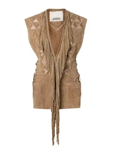 Isabel Marant Dalila Fringed Appliquéd Whipstitched Embroidered Suede Vest | Thumbnail 1 Isabel Marant Dalila Fringed Appliquéd Whipstitched Embroidered Suede Vest | Thumbnail 1