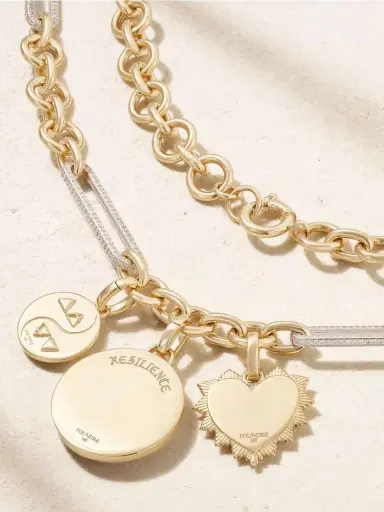 Foundrae Resilience, Balance And Radiating Heart 18-karat Yellow And White Gold Diamond Necklace | Thumbnail 3