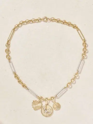Foundrae Resilience, Balance And Radiating Heart 18-karat Yellow And White Gold Diamond Necklace | Thumbnail 4