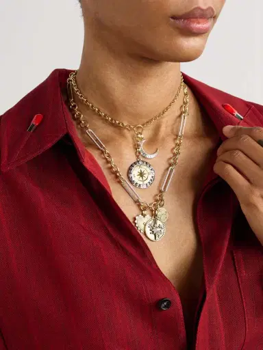 Foundrae Resilience, Balance And Radiating Heart 18-karat Yellow And White Gold Diamond Necklace | Thumbnail 5