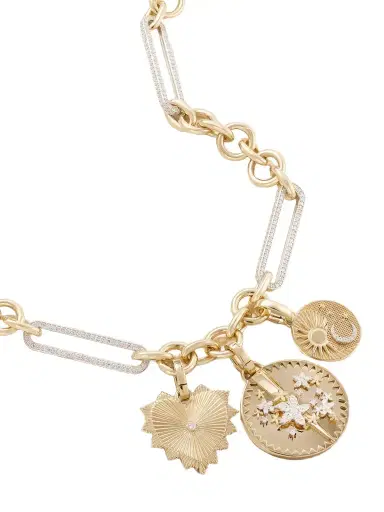 Foundrae Resilience, Balance And Radiating Heart 18-karat Yellow And White Gold Diamond Necklace | Thumbnail 1