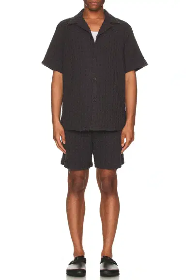 OAS Nearly Black Porto Waffle Shorts | Thumbnail 2