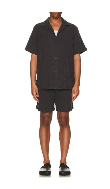 OAS Nearly Black Porto Waffle Shorts | Thumbnail 6