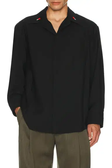Bottega Veneta Matches Detail Light Wool Long Sleeve Shirt | Thumbnail 4 Bottega Veneta Matches Detail Light Wool Long Sleeve Shirt | Thumbnail 4
