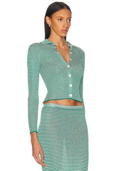 Calle Del Mar Micro Stripe Long Sleeve Cardigan | Thumbnail 2