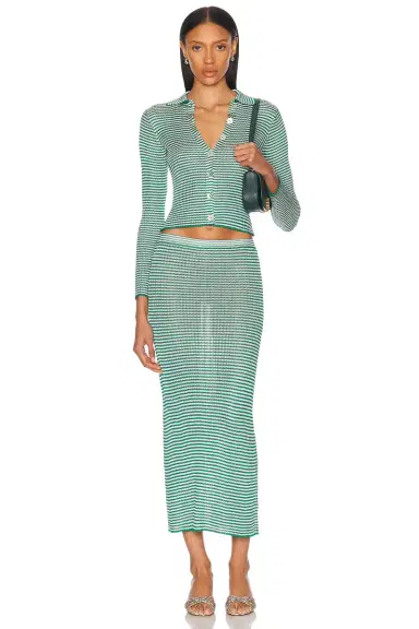 Calle Del Mar Micro Stripe Long Sleeve Cardigan | Thumbnail 4