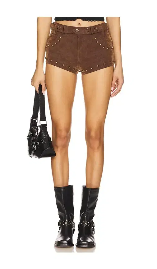 x We The Free Cool Kid Suede Micro Shorts In Shaved Chocolate