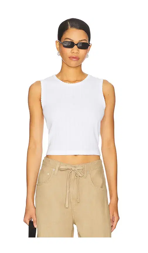 Pointelle Sleeveless Crew Top