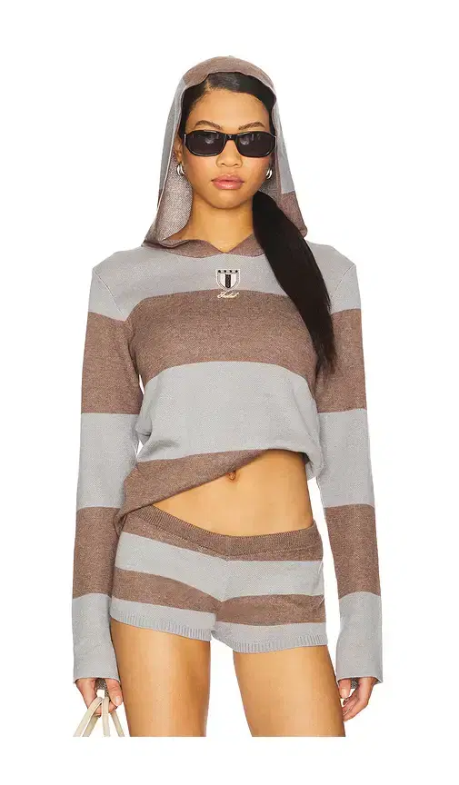 Jaded London Stripe Knitted Rugby Top With Hood