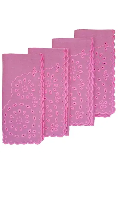 Chefanie Pink Eyelet Dinner Napkins Set Of 4 | Thumbnail 1