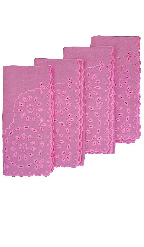 Chefanie Pink Eyelet Dinner Napkins Set Of 4