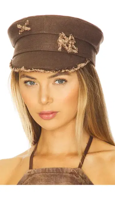 Ruslan Baginskiy Monogram-embellished Fringed Baker Boy Cap | Thumbnail 1 Ruslan Baginskiy Monogram-embellished Fringed Baker Boy Cap | Thumbnail 1