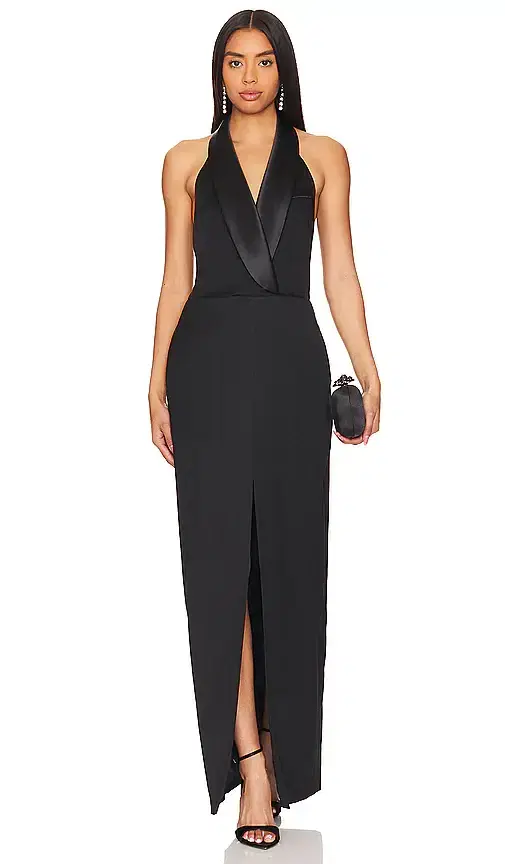 Janice Tuxedo Halter Vest Gown