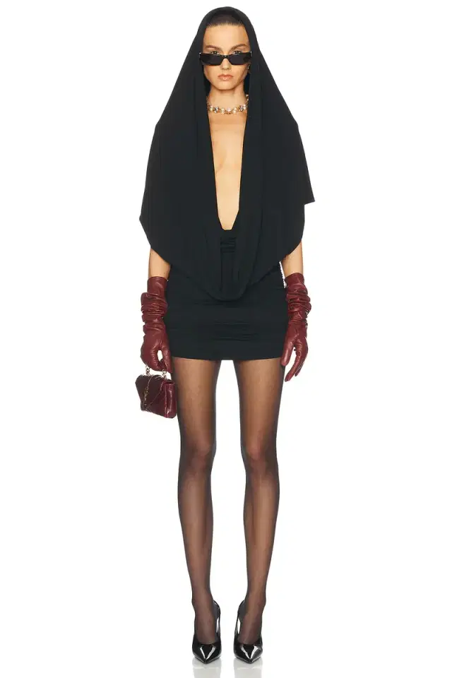 Magda Butrym Hooded Plunge Neck Mini Dress