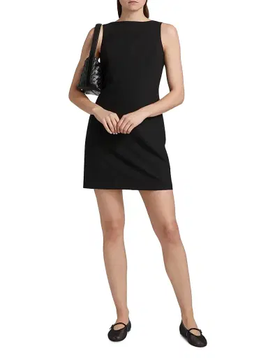 Theory Women's Boatneck Sheath Minidress - Black | Thumbnail 2