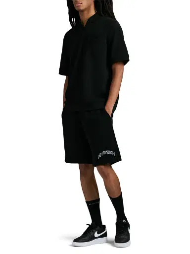 AVIREX Men's Tennis Logo Cotton Waffle-Knit Polo Shirt - Black | Thumbnail 2