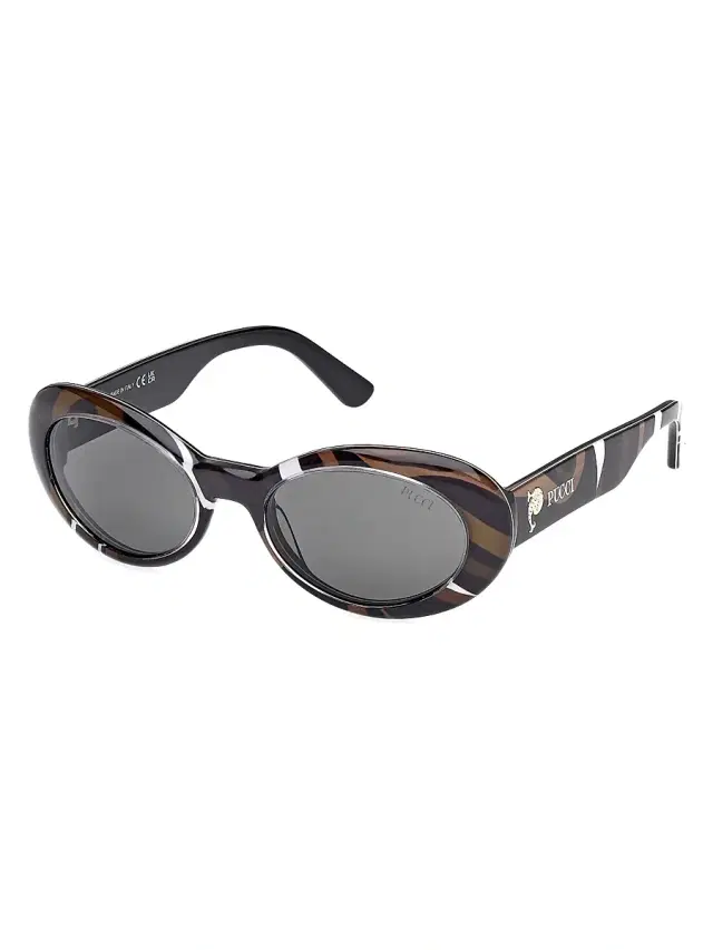 Pucci Women's 53MM Oval Sunglasses - Black Marmo Smoke