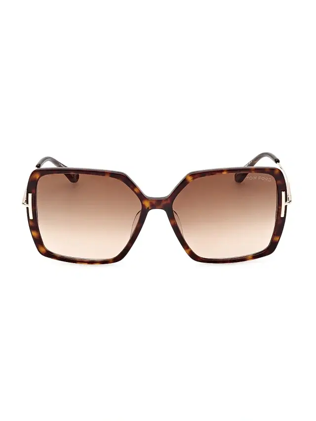TOM FORD Women's Joanna 59MM Rectangular Sunglasses - Shiny Dark