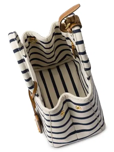 Prada Women's Jardiniere Mini Striped Cotton Canvas Top Handle Bag - Red White | Thumbnail 4