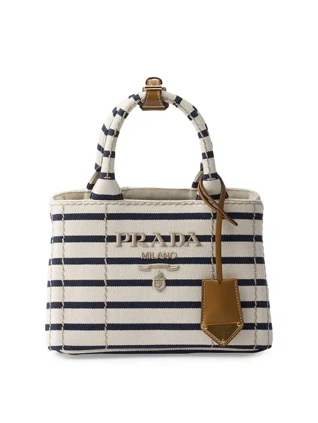 Women's Jardiniere Mini Striped Cotton Canvas Top Handle Bag - Red White