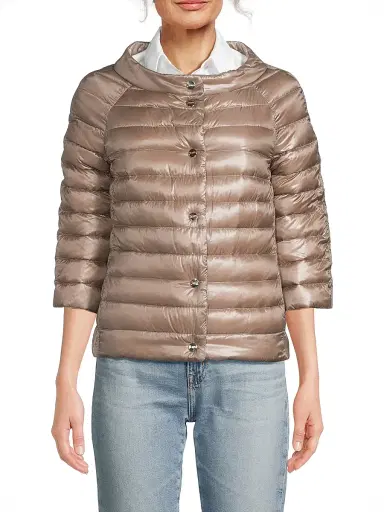 Herno Women's Ultralight Reversible Quilted Nylon Puffer Jacket - Taupe Champagne | Thumbnail 3 Herno Women's Ultralight Reversible Quilted Nylon Puffer Jacket - Taupe Champagne | Thumbnail 3