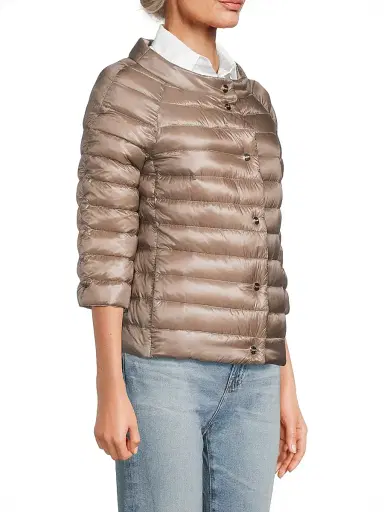 Herno Women's Ultralight Reversible Quilted Nylon Puffer Jacket - Taupe Champagne | Thumbnail 4 Herno Women's Ultralight Reversible Quilted Nylon Puffer Jacket - Taupe Champagne | Thumbnail 4