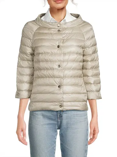 Herno Women's Ultralight Reversible Quilted Nylon Puffer Jacket - Taupe Champagne | Thumbnail 6 Herno Women's Ultralight Reversible Quilted Nylon Puffer Jacket - Taupe Champagne | Thumbnail 6