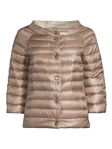 Herno Women's Ultralight Reversible Quilted Nylon Puffer Jacket - Taupe Champagne | Thumbnail 1 Herno Women's Ultralight Reversible Quilted Nylon Puffer Jacket - Taupe Champagne | Thumbnail 1