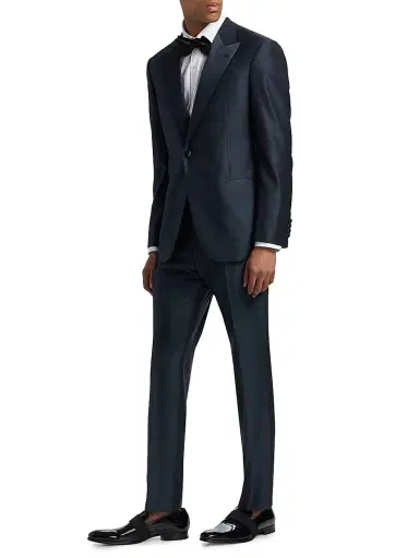 Emporio Armani Men's Textured Wool-Silk Tuxedo - Navy Blue - Size 42 | Thumbnail 4