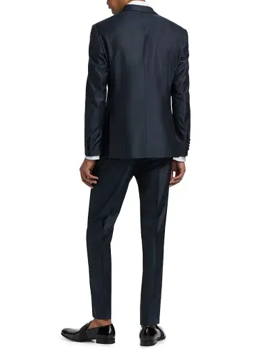 Emporio Armani Men's Textured Wool-Silk Tuxedo - Navy Blue - Size 42 | Thumbnail 5