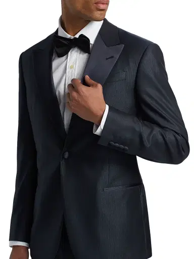 Emporio Armani Men's Textured Wool-Silk Tuxedo - Navy Blue - Size 42 | Thumbnail 6