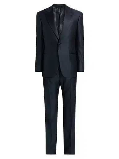 Emporio Armani Men's Textured Wool-Silk Tuxedo - Navy Blue - Size 42 | Thumbnail 1