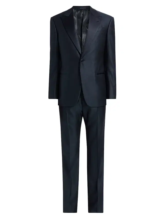Men's Textured Wool-Silk Tuxedo - Navy Blue