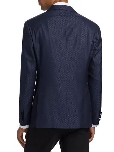 Emporio Armani Men's Diamond Grid Print Dinner Jacket - Navy Blue - Size 48 | Thumbnail 5 Emporio Armani Men's Diamond Grid Print Dinner Jacket - Navy Blue - Size 48 | Thumbnail 5