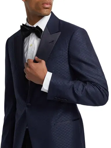 Emporio Armani Men's Diamond Grid Print Dinner Jacket - Navy Blue - Size 48 | Thumbnail 6 Emporio Armani Men's Diamond Grid Print Dinner Jacket - Navy Blue - Size 48 | Thumbnail 6