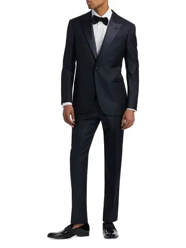Emporio Armani Men's Textured Wool-Silk Tuxedo - Dark Blue - Size 40 | Thumbnail 3 Emporio Armani Men's Textured Wool-Silk Tuxedo - Dark Blue - Size 40 | Thumbnail 3