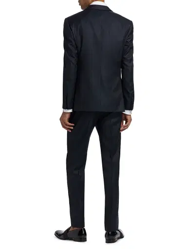 Emporio Armani Men's Textured Wool-Silk Tuxedo - Dark Blue - Size 40 | Thumbnail 5 Emporio Armani Men's Textured Wool-Silk Tuxedo - Dark Blue - Size 40 | Thumbnail 5