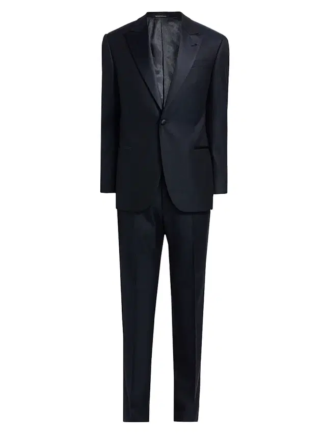 Men's Textured Wool-Silk Tuxedo - Dark Blue