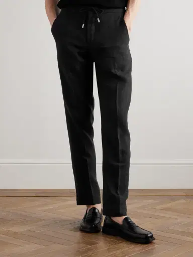 MR P. James Straight-Leg Linen Drawstring Trousers - Men | Thumbnail 3