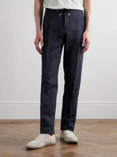 MR P. James Straight-Leg Linen Drawstring Trousers - Men | Thumbnail 3