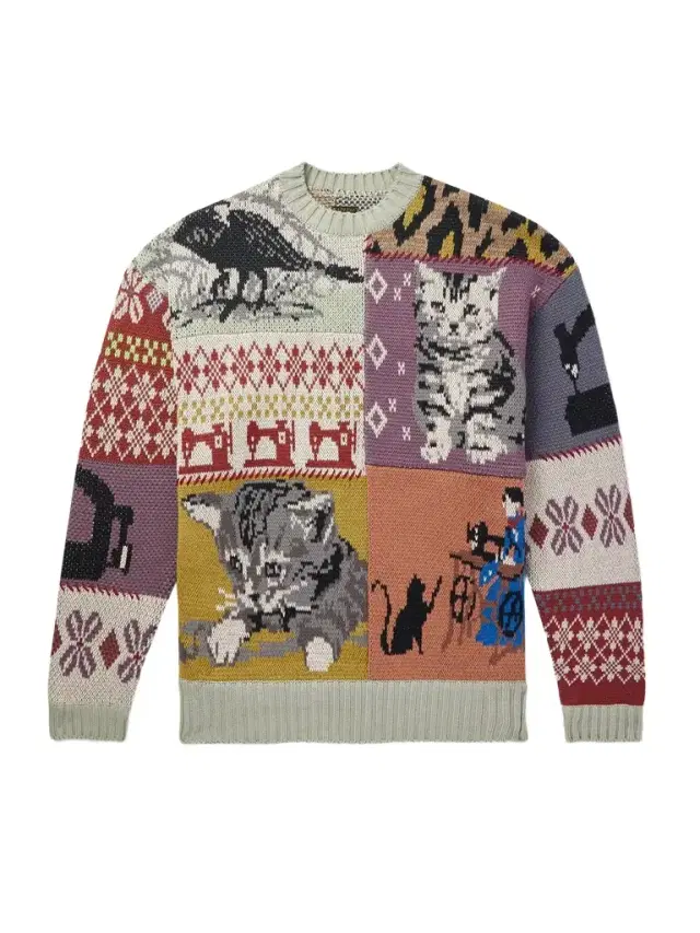 Patchwork Cotton-Blend Jacquard Sweater - Men