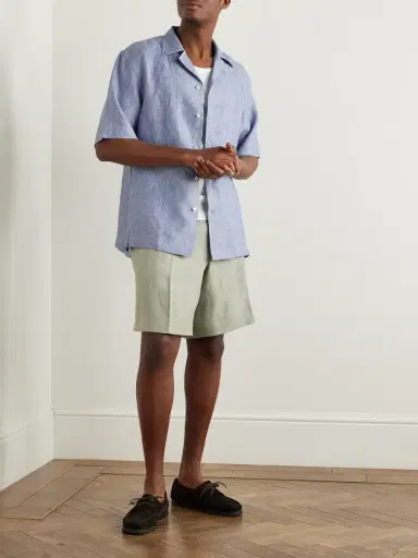 Loro Piana Federico Camp-Collar Linen Shirt - Men | Thumbnail 2